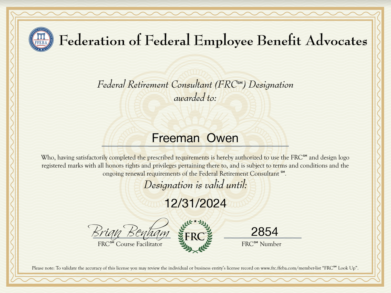 Federal Retirement Consultant℠ (FRC) Designation